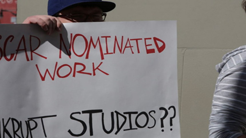 Effektfolk går på gaden under Oscar