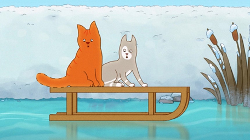 Katten Svante på kælketur